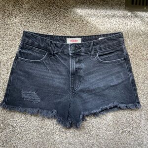 wrangler high rise vintage 3” denim shorts black size 4